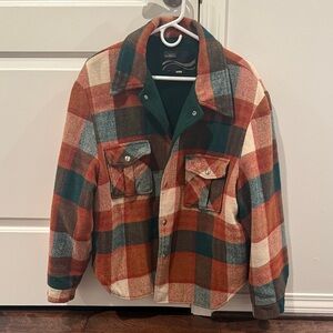 Vintage Montgomery Ward Wool Plaid Snap-Front Shirt Jacket